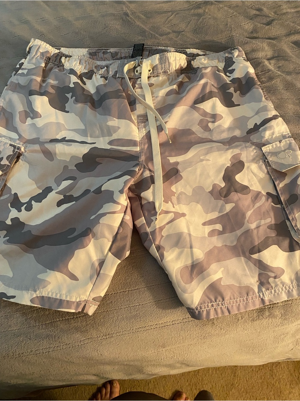 OP Men's Beige & Light Brown Camo Swim Trunks